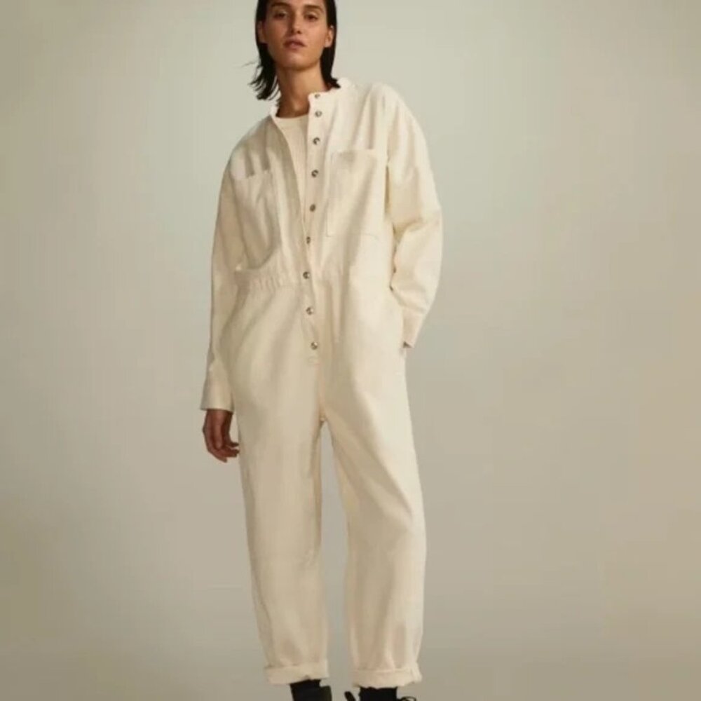 Everlane Canvas Organic Cotton Coverall - Jumpsuit Sz Small - Bone